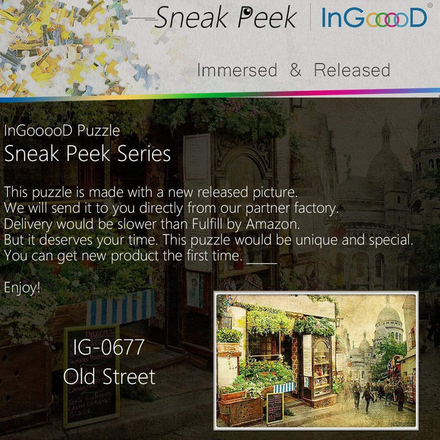 Ingooood- Jigsaw Puzzle 1000 Pieces- Sneak Peek Series-Old Street_IG-0677 Entertainment Toys for Adult Special Graduation or Birthday Gift Home Decor - Ingooood