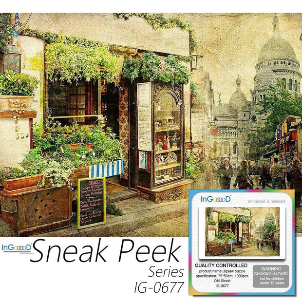 Ingooood- Jigsaw Puzzle 1000 Pieces- Sneak Peek Series-Old Street_IG-0677 Entertainment Toys for Adult Special Graduation or Birthday Gift Home Decor - Ingooood