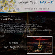 Ingooood- Jigsaw Puzzle 1000 Pieces- Sneak Peek Series-Paris Night View_IG-0830 Entertainment Toys for Adult Graduation or Birthday Gift Home Decor - Ingooood