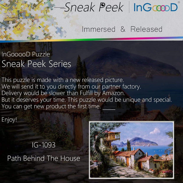 Ingooood-Jigsaw Puzzle 1000 Pieces-Sneak Peek Series-Path Behind The House_IG-1093 Entertainment Toys for Graduation or Birthday Gift Home Decor - Ingooood