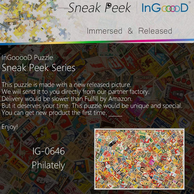 Ingooood- Jigsaw Puzzle 1000 Pieces- Sneak Peek Series-Philately_IG-0646 Entertainment Toys for Adult Special Graduation or Birthday Gift Home Decor - Ingooood