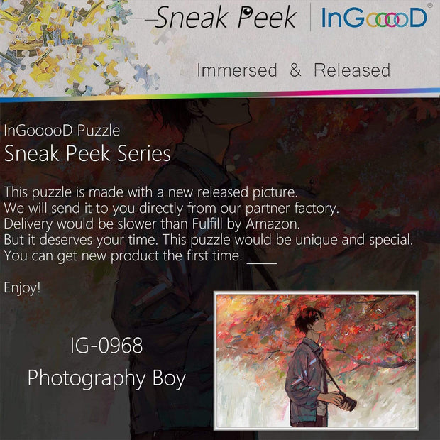 Ingooood-Jigsaw Puzzle 1000 Pieces-Sneak Peek Series-Photography Boy_IG-0968 Entertainment Toys for Graduation or Birthday Gift Home Decor - Ingooood