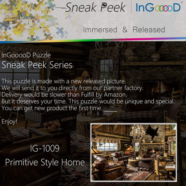 Ingooood-Jigsaw Puzzle 1000 Pieces-Sneak Peek Series-Primitive Style Home_IG-1009 Entertainment Toys for Adult Special Graduation or Birthday Gift Home Decor - Ingooood