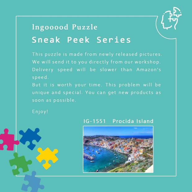 Ingooood-Jigsaw Puzzle 1000 Pieces-Sneak Peek Series-Procida Island_IG-1551 Entertainment Toys for Adult Graduation or Birthday Gift Home Decor - Ingooood_US