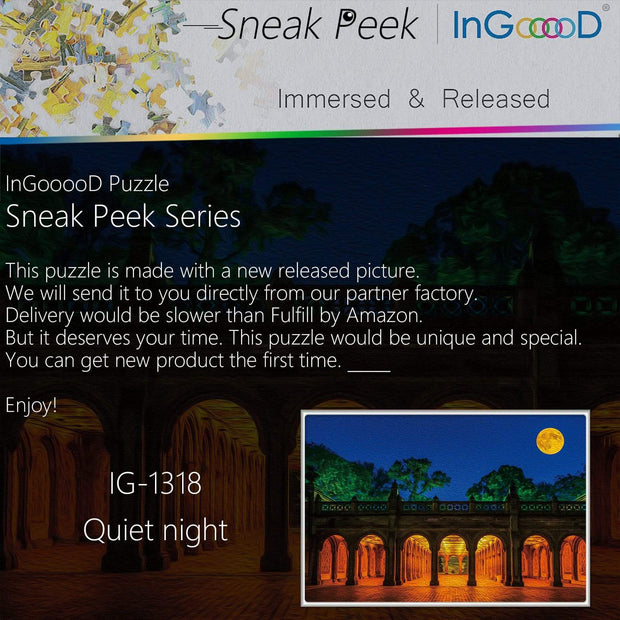 Ingooood-Jigsaw Puzzle 1000 Pieces-Sneak Peek Series-Quiet Night_IG-1318 Entertainment Toys for Adult Special Graduation or Birthday Gift Home Decor - Ingooood