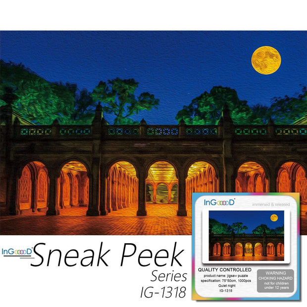 Ingooood-Jigsaw Puzzle 1000 Pieces-Sneak Peek Series-Quiet Night_IG-1318 Entertainment Toys for Adult Special Graduation or Birthday Gift Home Decor - Ingooood