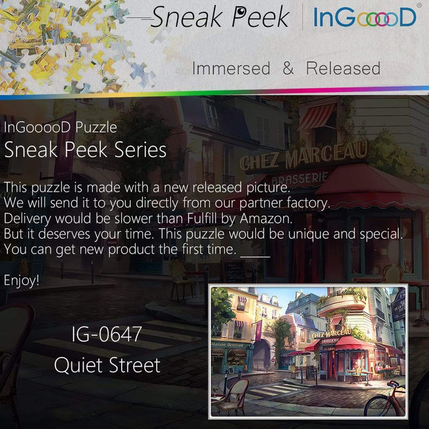 Ingooood-Jigsaw Puzzle 1000 Pieces- Sneak Peek Series-Quiet Street_IG-0647 Entertainment Toys for Adult Special Graduation or Birthday Gift Home Decor - Ingooood