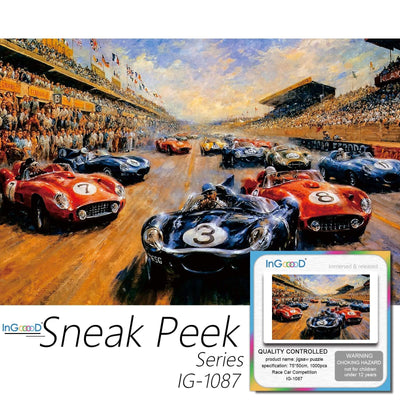Ingooood-Jigsaw Puzzle 1000 Pieces-Sneak Peek Series- Race Car Competition_IG-1087 Entertainment Toys for Graduation or Birthday Gift Home Decor - Ingooood