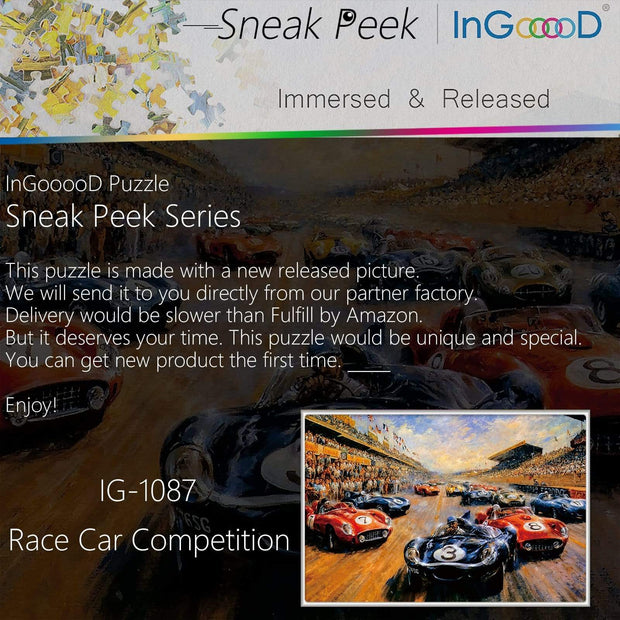 Ingooood-Jigsaw Puzzle 1000 Pieces-Sneak Peek Series- Race Car Competition_IG-1087 Entertainment Toys for Graduation or Birthday Gift Home Decor - Ingooood
