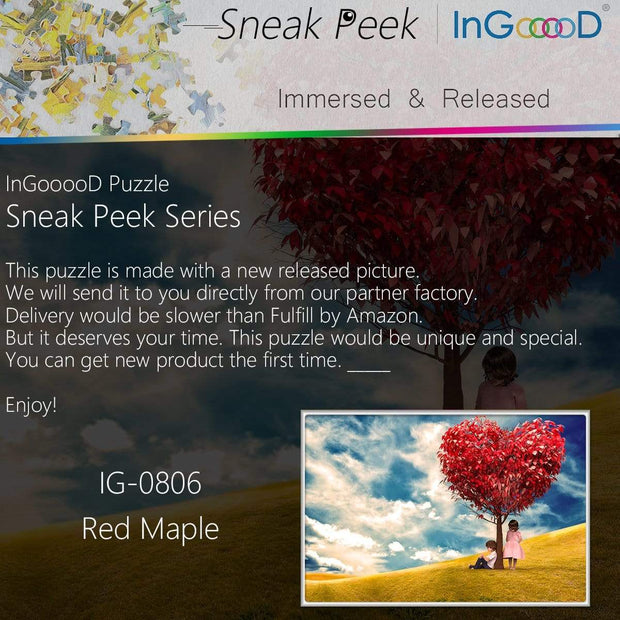 Ingooood- Jigsaw Puzzle 1000 Pieces- Sneak Peek Series- Red Maple_IG-0806 Entertainment Toys for Adult Special Graduation or Birthday Gift Home Decor - Ingooood