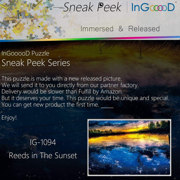 Ingooood-Jigsaw Puzzle 1000 Pieces-Sneak Peek Series- Reeds in The Sunset_IG-1094 Entertainment Toys for Graduation or Birthday Gift Home Decor - Ingooood