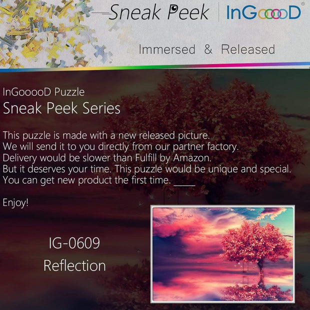 Ingooood- Jigsaw Puzzle 1000 Pieces- Sneak Peek Series- Reflection_IG-0609 Entertainment Toys for Adult Special Graduation or Birthday Gift Home Decor - Ingooood
