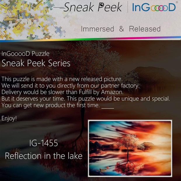 Ingooood-Jigsaw Puzzle 1000 Pieces-Sneak Peek Series- Reflection in the lake_IG-1455 Entertainment Toys for Adult Graduation or Birthday Gift Home Decor - Ingooood