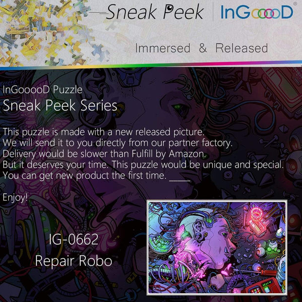 Ingooood-Jigsaw Puzzle 1000 Pieces- Sneak Peek Series-Repair Robot_IG-0662 Entertainment Toys for Graduation or Birthday Gift Home Decor - Ingooood