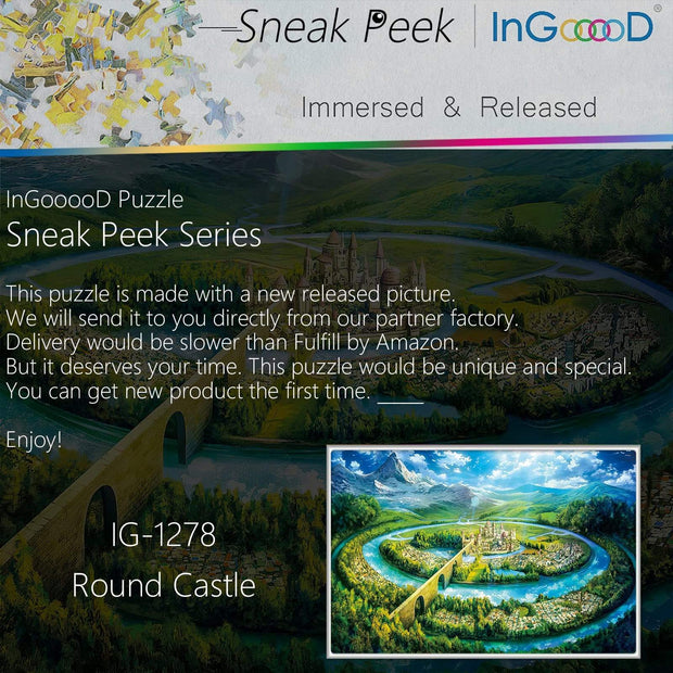 Ingooood-Jigsaw Puzzle 1000 Pieces-Sneak Peek Series-Round Castle_IG-1278 Entertainment Toys for Adult Special Graduation or Birthday Gift Home Decor - Ingooood