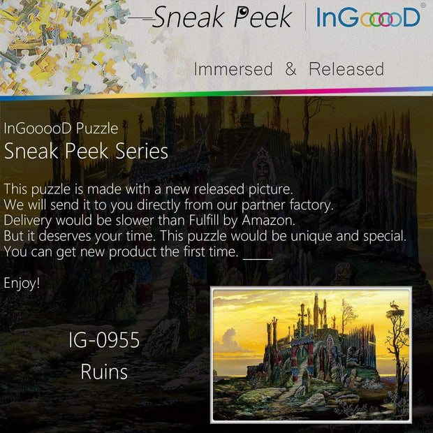 Ingooood-Jigsaw Puzzle 1000 Pieces-Sneak Peek Series-Ruins_IG-0955 Entertainment Toys for Adult Special Graduation or Birthday Gift Home Decor - Ingooood