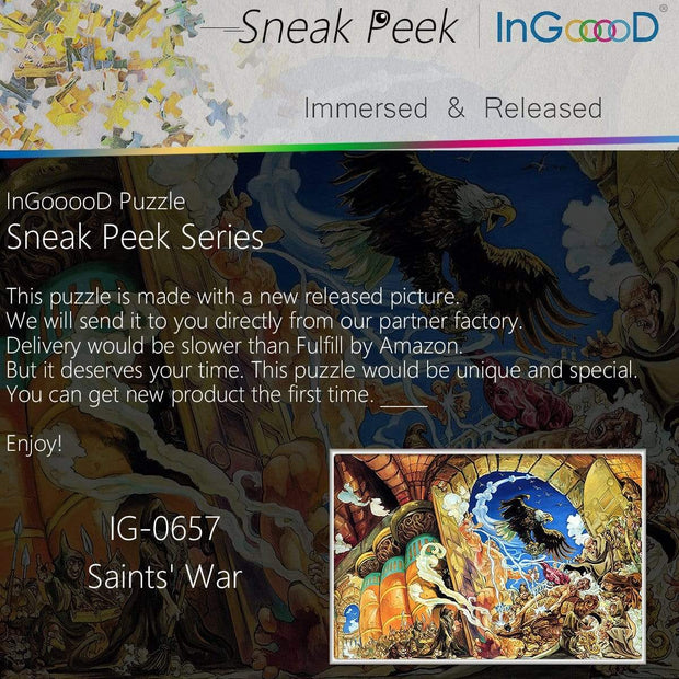 Ingooood- Jigsaw Puzzle 1000 Pieces- Sneak Peek Series-Saints' War_IG-0657 Entertainment Toys for Adult Special Graduation or Birthday Gift Home Decor - Ingooood