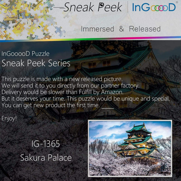 Ingooood-Jigsaw Puzzle 1000 Pieces-Sneak Peek Series-Sakura Palace_IG-1365 Entertainment Toys for Adult Special Graduation or Birthday Gift Home Decor - Ingooood