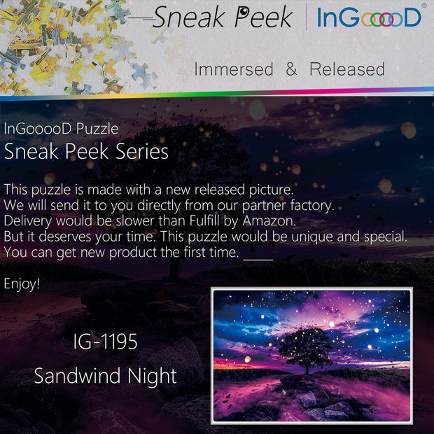 Ingooood-Jigsaw Puzzle 1000 Pieces-Sneak Peek Series-Sandwind Night_IG-1195 Entertainment Toys for Adult Special Graduation or Birthday Gift Home Decor - Ingooood