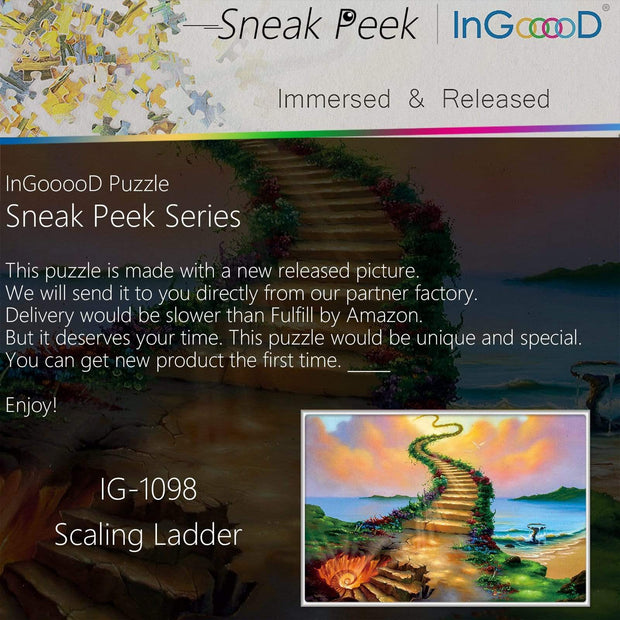 Ingooood-Jigsaw Puzzle 1000 Pieces-Sneak Peek Series- Scaling Ladder_IG-1098 Entertainment Toys for  Graduation or Birthday Gift Home Decor - Ingooood
