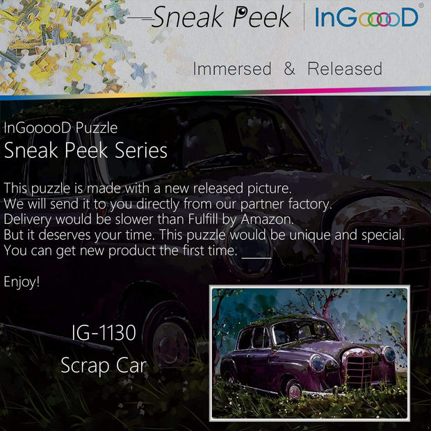 Ingooood-Jigsaw Puzzle 1000 Pieces-Sneak Peek Series- Scrap Car_IG-1130 Entertainment Toys for Adult Special Graduation or Birthday Gift Home Decor - Ingooood