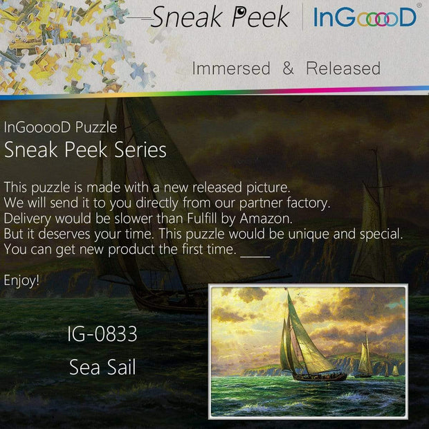 Ingooood- Jigsaw Puzzle 1000 Pieces- Sneak Peek Series-Sea Sail_IG-0833 Entertainment Toys for Adult Special Graduation or Birthday Gift Home Decor - Ingooood