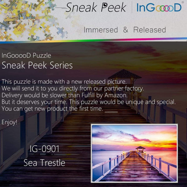 Ingooood- Jigsaw Puzzle 1000 Pieces- Sneak Peek Series-Sea Trestle_IG-0901 Entertainment Toys for Adult Special Graduation or Birthday Gift Home Decor - Ingooood