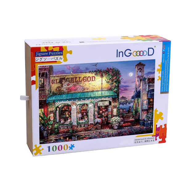 Ingooood-Jigsaw Puzzle 1000 Pieces-Sneak Peek Series-Seaside cafe_IG-1510 Entertainment Toys for Adult Graduation or Birthday Gift Home Decor - Ingooood