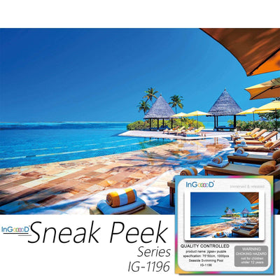 Ingooood-Jigsaw Puzzle 1000 Pieces-Sneak Peek Series-Seaside Swimming Pool_IG-1196 Entertainment Toys for Adult Special Graduation or Birthday Gift Home Decor - Ingooood