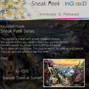 Ingooood-Jigsaw Puzzle 1000 Pieces-Sneak Peek Series-Seaside Town at Sunset_IG-1026 Entertainment Toys for Graduation or Birthday Gift Home Decor - Ingooood