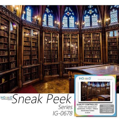 Ingooood-Jigsaw Puzzle 1000 Pieces- Sneak Peek Series-Secret Book Pavilion_IG-0678 Entertainment Toys for Adult Graduation or Birthday Gift Home Decor - Ingooood