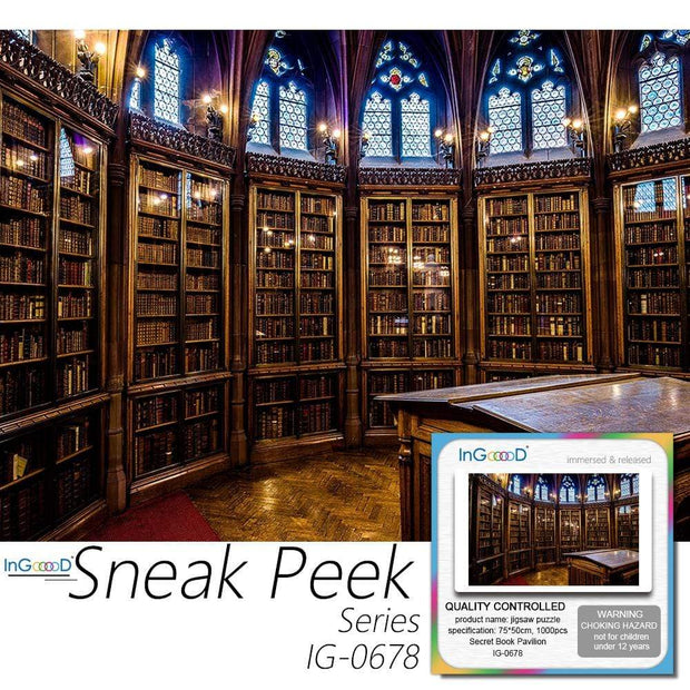 Ingooood-Jigsaw Puzzle 1000 Pieces- Sneak Peek Series-Secret Book Pavilion_IG-0678 Entertainment Toys for Adult Graduation or Birthday Gift Home Decor - Ingooood
