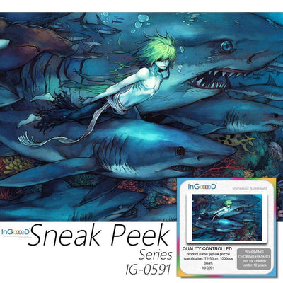 Ingooood- Jigsaw Puzzle 1000 Pieces- Sneak Peek Series- Shark_IG-0591 Entertainment Toys for Adult Special Graduation or Birthday Gift Home Decor - Ingooood