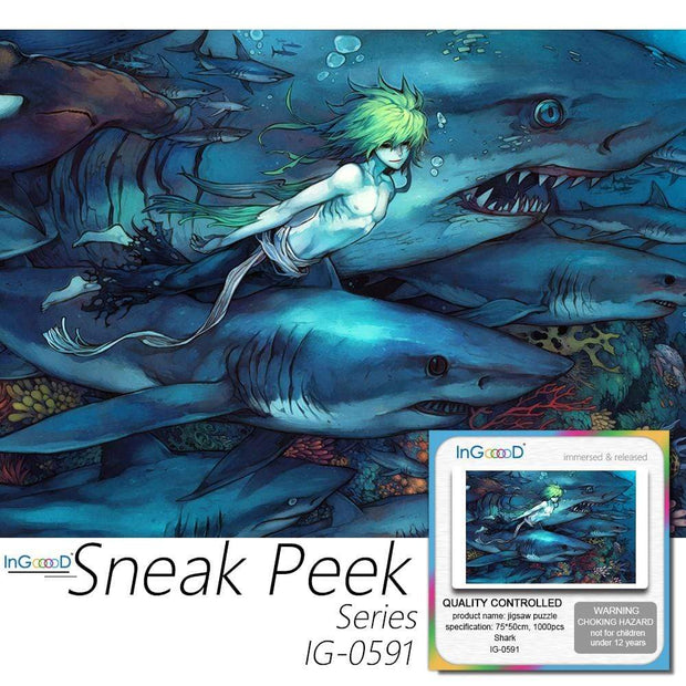 Ingooood- Jigsaw Puzzle 1000 Pieces- Sneak Peek Series- Shark_IG-0591 Entertainment Toys for Adult Special Graduation or Birthday Gift Home Decor - Ingooood