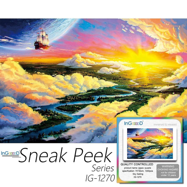 Ingooood-Jigsaw Puzzle 1000 Pieces-Sneak Peek Series-Sky Sailing_IG-1270 Entertainment Toys for Adult Special Graduation or Birthday Gift Home Decor - Ingooood