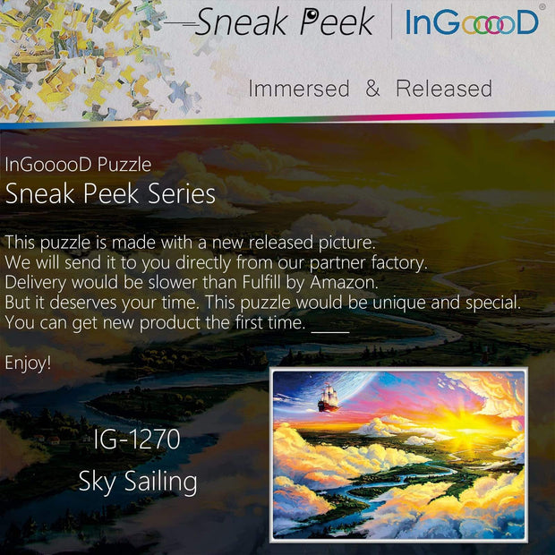 Ingooood-Jigsaw Puzzle 1000 Pieces-Sneak Peek Series-Sky Sailing_IG-1270 Entertainment Toys for Adult Special Graduation or Birthday Gift Home Decor - Ingooood
