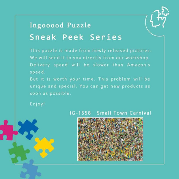 Ingooood-Jigsaw Puzzle 1000 Pieces-Sneak Peek Series-Small Town Carnival_IG-1558 Entertainment Toys for Adult Graduation or Birthday Gift Home Decor - Ingooood_US