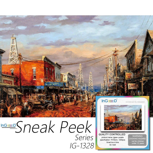 Ingooood-Jigsaw Puzzle 1000 Pieces-Sneak Peek Series-Small Town time_IG-1328 Entertainment Toys for Adult Special Graduation or Birthday Gift Home Decor - Ingooood