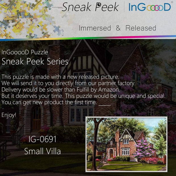 Ingooood- Jigsaw Puzzle 1000 Pieces- Sneak Peek Series-Small Villa_IG-0691 Entertainment Toys for Adult Special Graduation or Birthday Gift Home Decor - Ingooood