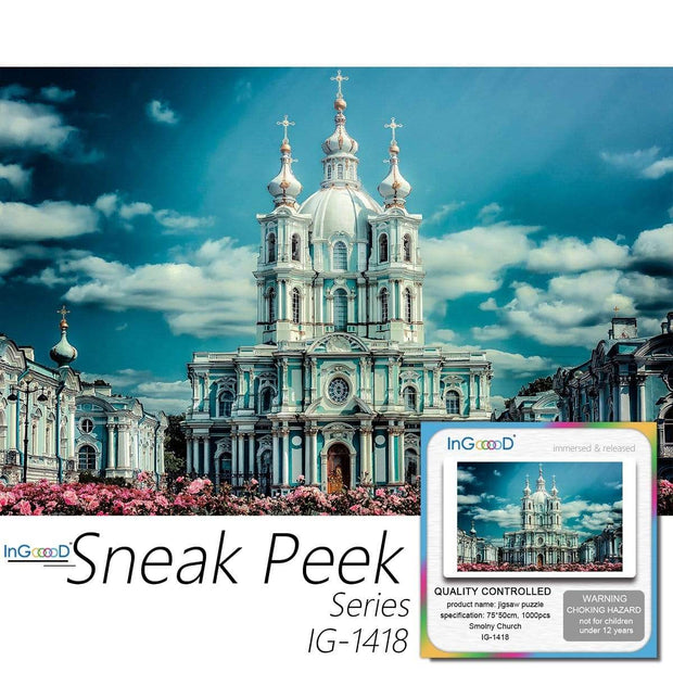 Ingooood-Jigsaw Puzzle 1000 Pieces-Sneak Peek Series-Smolny Church_IG-1418 Entertainment Toys for Adult Special Graduation or Birthday Gift Home Decor - Ingooood