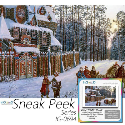 Ingooood- Jigsaw Puzzle 1000 Pieces- Sneak Peek Series-Snow Day Trip_IG-0694 Entertainment Toys for Graduation or Birthday Gift Home Decor - Ingooood