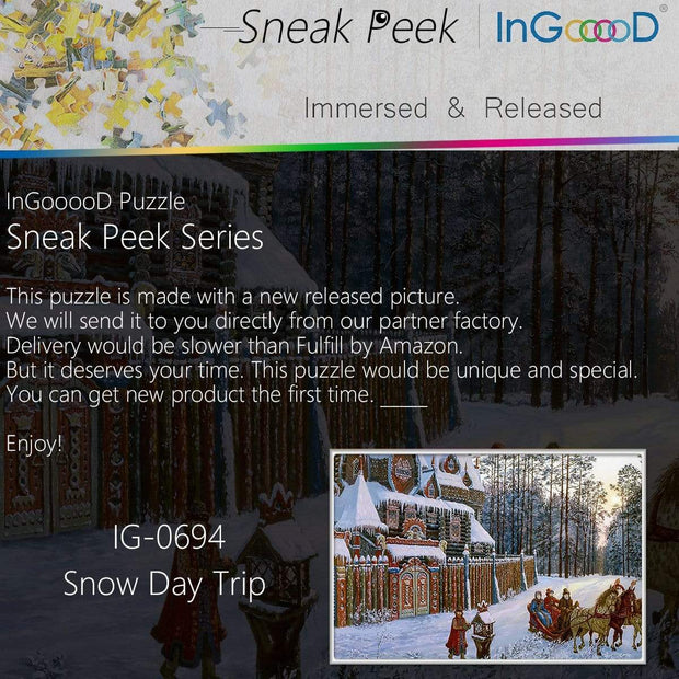 Ingooood- Jigsaw Puzzle 1000 Pieces- Sneak Peek Series-Snow Day Trip_IG-0694 Entertainment Toys for Graduation or Birthday Gift Home Decor - Ingooood