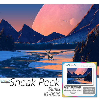 Ingooood- Jigsaw Puzzle 1000 Pieces- Sneak Peek Series-Snow Deer_IG-0630 Entertainment Toys for Adult Special Graduation or Birthday Gift Home Decor - Ingooood