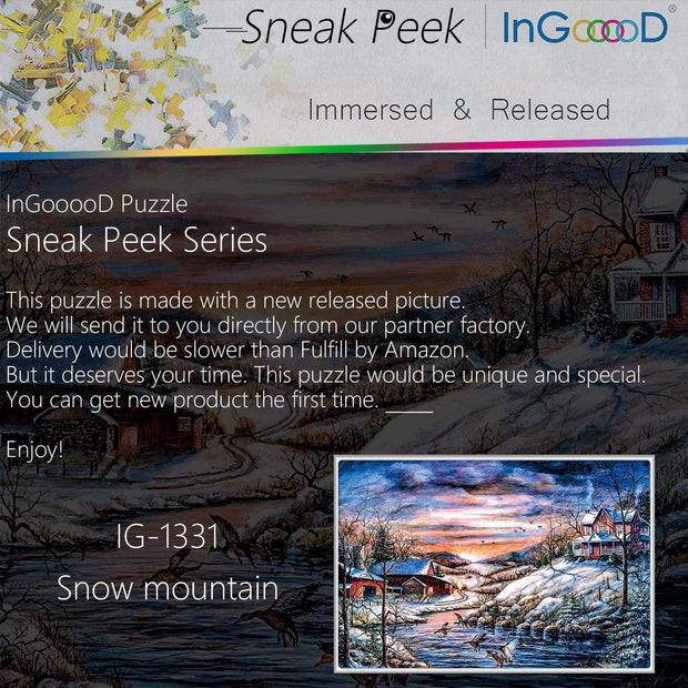 Ingooood-Jigsaw Puzzle 1000 Pieces-Sneak Peek Series-Snow Mountain_IG-1331 Entertainment Toys for Adult Special Graduation or Birthday Gift Home Decor - Ingooood