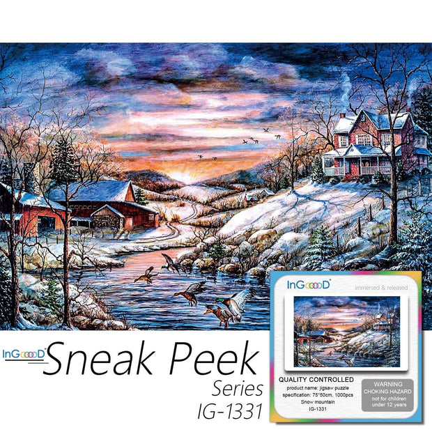 Ingooood-Jigsaw Puzzle 1000 Pieces-Sneak Peek Series-Snow Mountain_IG-1331 Entertainment Toys for Adult Special Graduation or Birthday Gift Home Decor - Ingooood