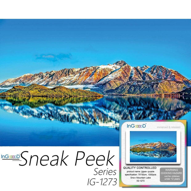 Ingooood-Jigsaw Puzzle 1000 Pieces-Sneak Peek Series- Snow Mountain Lake_IG-1273 Entertainment Toys for Adult Special Graduation or Birthday Gift Home Decor - Ingooood