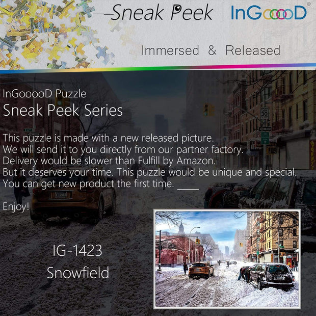Ingooood-Jigsaw Puzzle 1000 Pieces-Sneak Peek Series-Snowfield_IG-1423 Entertainment Toys for Adult Special Graduation or Birthday Gift Home Decor - Ingooood