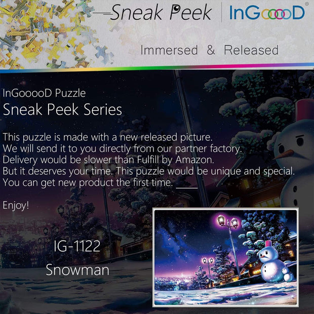 Ingooood-Jigsaw Puzzle 1000 Pieces-Sneak Peek Series-Snowman_IG-1122 Entertainment Toys for Adult Special Graduation or Birthday Gift Home Decor - Ingooood