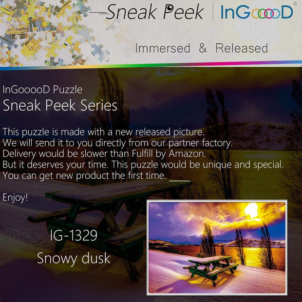 Ingooood-Jigsaw Puzzle 1000 Pieces-Sneak Peek Series-Snowy Dusk_IG-1329 Entertainment Toys for Adult Special Graduation or Birthday Gift Home Decor - Ingooood