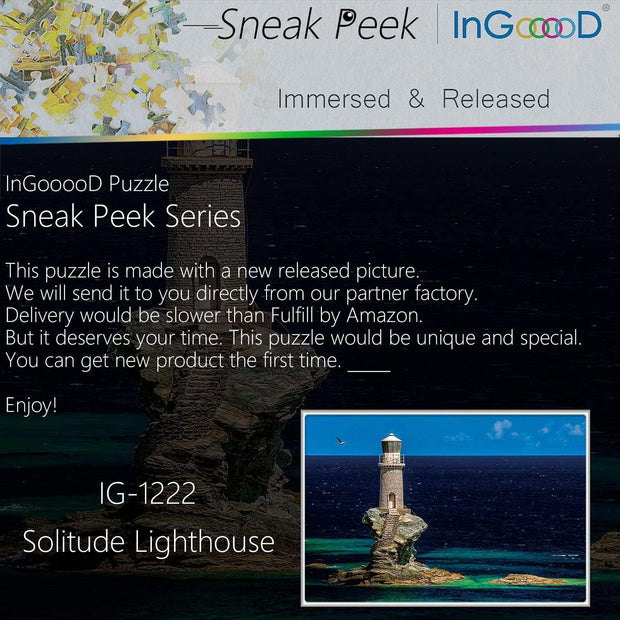 Ingooood-Jigsaw Puzzle 1000 Pieces-Sneak Peek Series-Solitude Lighthouse_IG-1222 Entertainment Toys for Adult Special Graduation or Birthday Gift Home Decor - Ingooood